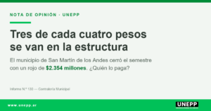 Placa UNEPP: el municipio de San Martรญn de los Andes cerrรณ el semestre con un dรฉficit de $2.354 millones